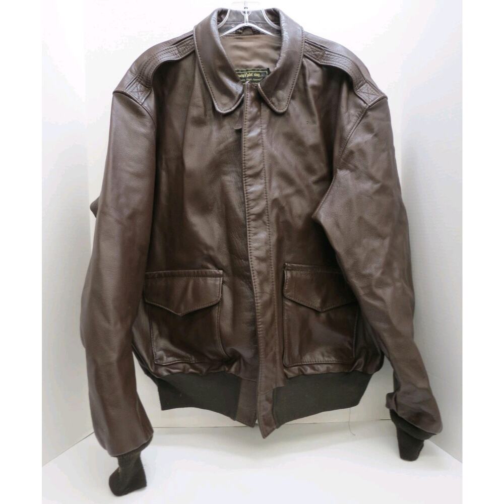 Sporty's Pilot Shop Brown Leather A-2 Flight Bomber Pilot's Jacket Size 42